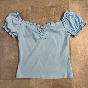 SHEIN Light Blue Low-Cut Milkmaid Top - Medium
